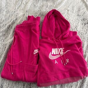 Nike Fuchsia Pink Logo Hoodie and Joggers Set